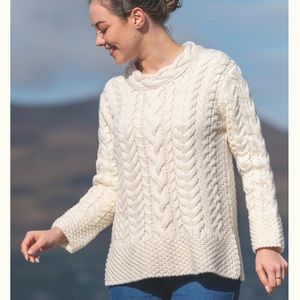 Cable knit sweater made in Ireland by the Aran Sweater Market